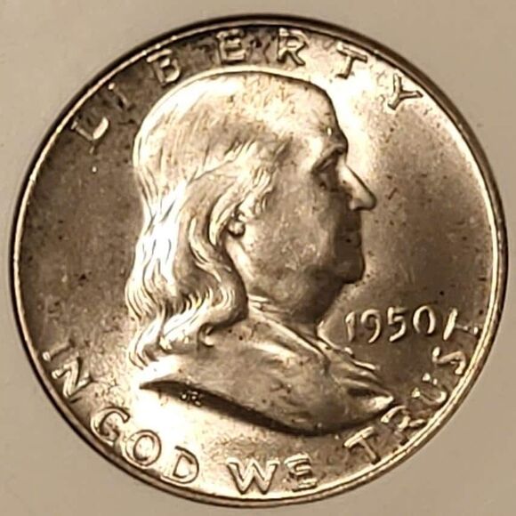 1950 Franklin Half Dollar MS65 FBL ANACS - Picture 3 of 4